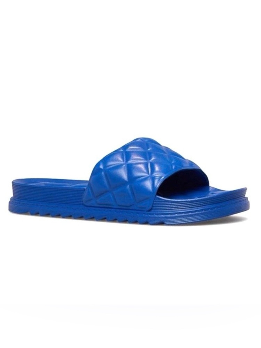 6837 - Sz. 6 Lashawn Lapis Blue Quilted Platform Slide Sandals NIB